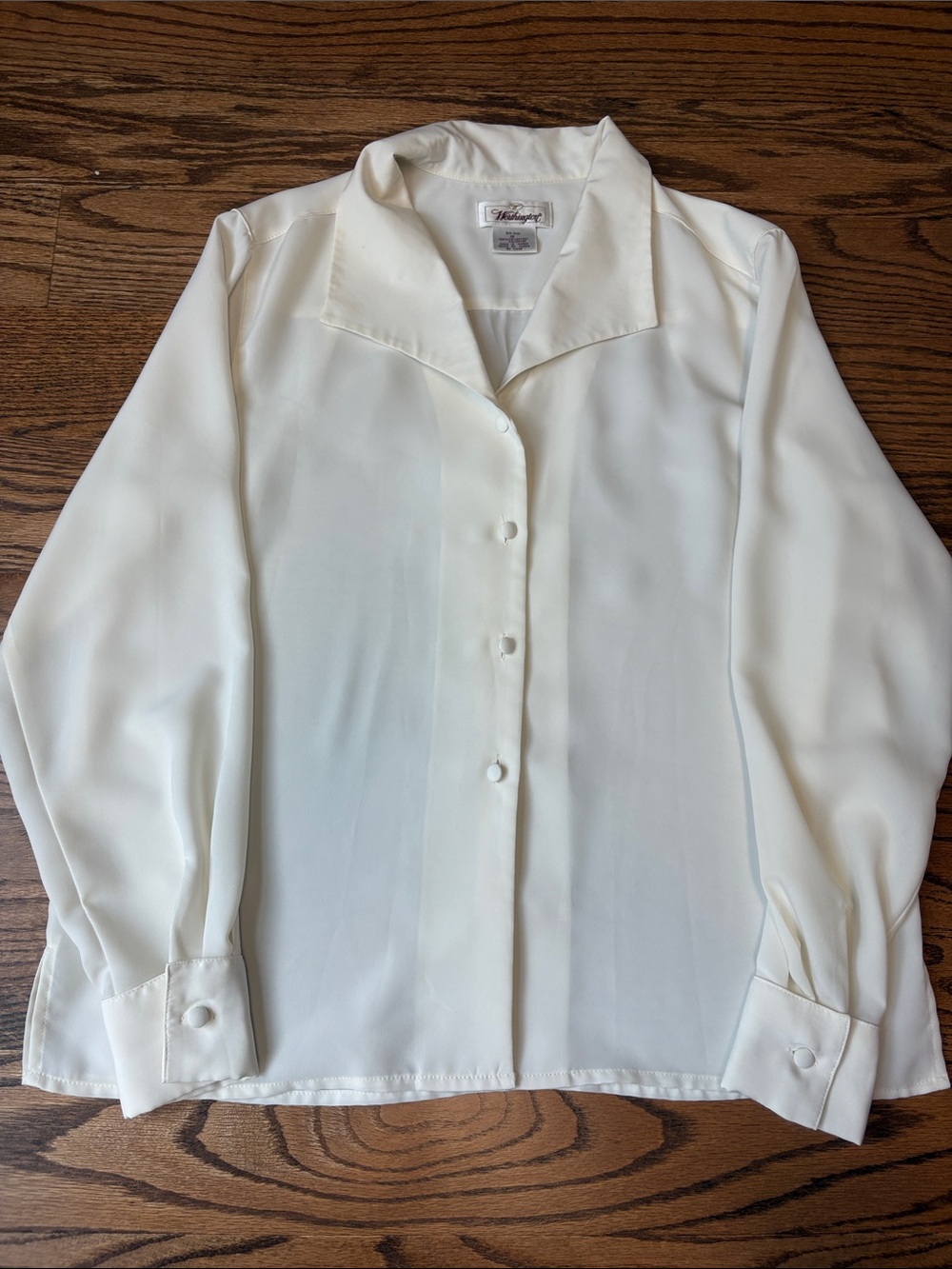 Worthington Ivory Button-Front Long Sleeve Blouse 80s Sz 12